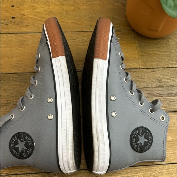 Converse Unique Special Edition Gray Leather High-Top Sneakers Fits 6.5 Women - Picture 7 of 9